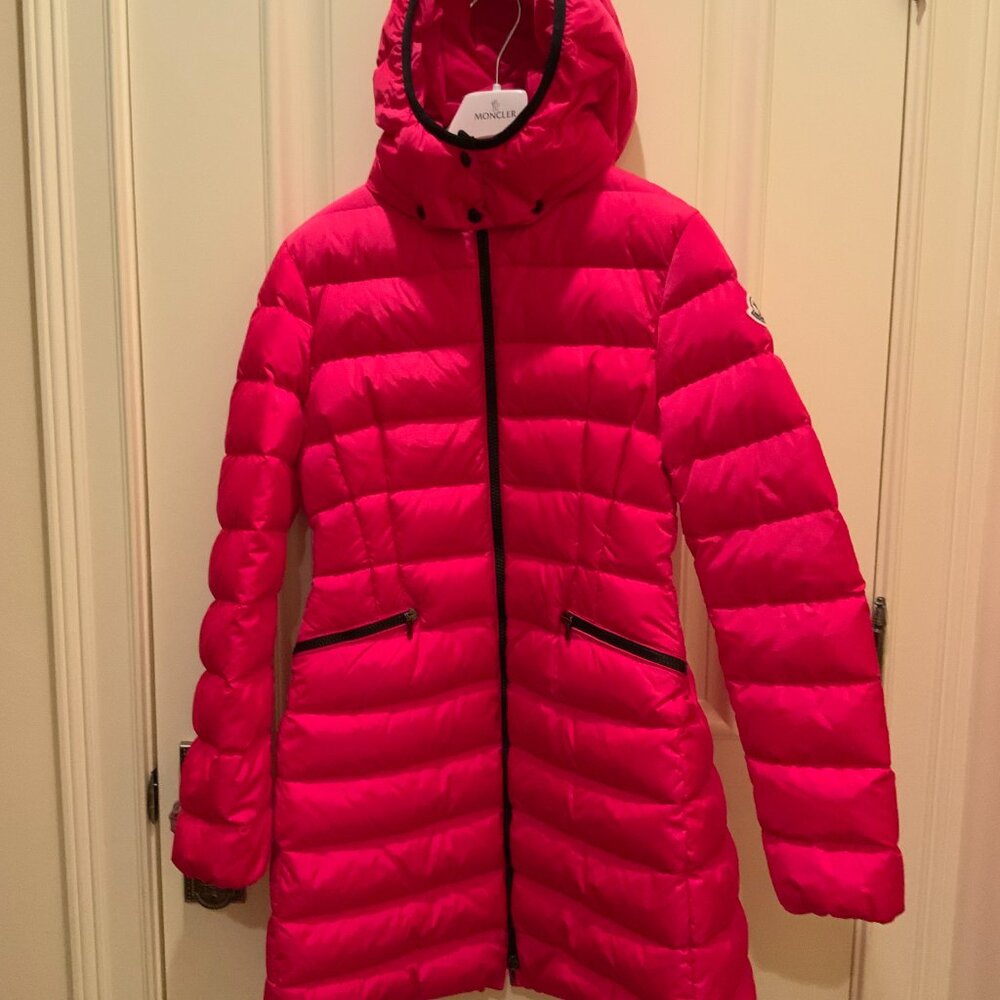 Moncler  Girl's Red Charpal Hooded Down Jacket -  size 14 Year